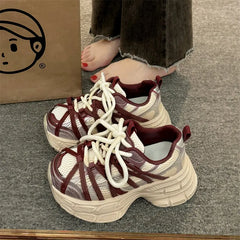 LIZAKOSHT - Women's Sneakers With Platform Woman-shoes Shoes Tennis Female Thick Sole Mesh Casual Roses Trainers Summer Leisure Retro