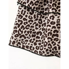 LIZAKOSHT - Vintage Elastic High Waist Leopard Print Mini Skirt Women Layered A-line Summer Short Skirts Y2K