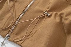 LIZAKOSHT - Autumn 2 Pieces Women Long Sleeve Jacket Elastic Waist Wide Leg Shorts Suits Streetwear Women Outfits Outerwear