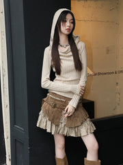 LIZAKOSHT - Summer Women Vintage Dark Academia Design Patchwork Mini Pleated Skirt Gyaru Coquette Harajuku 2000s Aesthetic Y2k Cyber Punk