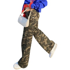 LIZAKOSHT - Vintage Y2K Camouflage Jeans Women Low Waisted Chic Harajuku Baggy Denim Pants Aesthetic Trousers