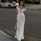 LIZAKOSHT - Women's Dresses Elegant Long Dresses Evening Dress Off-Shoulder Sheer V-Neck Lace Maxi Dress Formal Gown Woman Clothes Outerwear