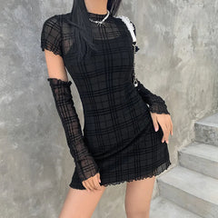 LIZAKOSHT - New Women's Slim Fit High Waist Hip Hugging Fashionable Plaid Three Piece Dress Set