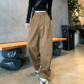 LIZAKOSHT - Women Clothing Vintage Streetwear Y2K Oversized Wide Leg Cargo Pants Female Casual Solid High Waist Straight Trousers Pantalones