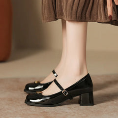 LIZAKOSHT - Patent Leather Ballet Flats Square Toe Female Shoes Loafers With Fur Soft Casual Sneaker Autumn Women's Heels Modis Dress Slip-o