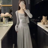 LIZAKOSHT  -  Lazy Casual Suit for Women  Spring Autumn New Long Sleeve Cardigan+ Irregular Camisole Vest+ High Waist Wide Leg Pants