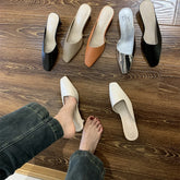 LIZAKOSHT - Elegant Square Heel Designer Slippers Women Comfortable Square Toe Slide Sandals Fashion Party Backless Dress Shoes for Ladies