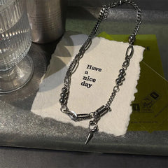 LIZAKOSHT - Punk Stainless steel New Rivet Pendant Necklace For Men Splicing Clavicle Sweater Chain Jewelry Hip-Hop Accessories