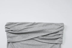 LIZAKOSHT - New Product Temperament Intellectual Wrinkle Off Shoulder Design Sense Hanging Belt Waist for Slimming and Skincare Dress