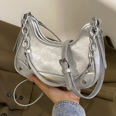 LIZAKOSHT - New Fashion Chain Women Underarm Shoulder Bag Korean Trend All Match Y2k Aesthetic Crossbody Bag Ladies Purses and Handbags