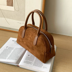 LIZAKOSHT - Autumn/Winter Suede Handbag Women's Large Capacity niche retro carrying Boston bag Plush bag