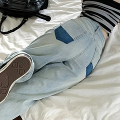 LIZAKOSHT - Fashion Brand Jeans Embroidery Letter Design Pants Y2k High Street Women Pants High Waist Wide Leg Loose Trousers Streetwear