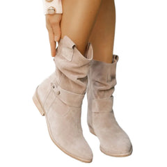 LIZAKOSHT - New Women Short Boots,Flock Booties,Low Heels Ankle Botas, Round toe,Side Zip,Black,Apricot,Brown