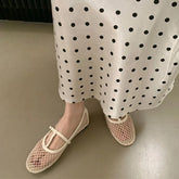 LIZAKOSHT - Summer New Women Flat Shoes Fashion Mesh Round Toe Ladies Casual Loafer Shoes Soft Flat Heel Dress Boat Shoes New Woman