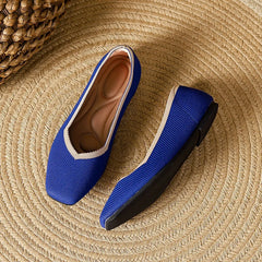 LIZAKOSHT  -  Women Spring Summer Comfort Fashion Knitting Fly Line Flat Shoes Luxury Shallow Mouth Square Toe Soft Sole Single Shoes