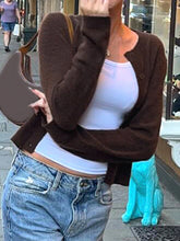 LIZAKOSHT - Sweater Cardigan Women Single Breasted Long Sleeve Elegant Vintage Jumper Solid Wool Knitted Autumn Winter Outwear Back