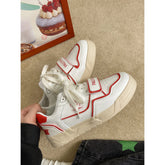 LIZAKOSHT - Womens Sneakers Summer Shoes Platform Roses Casual Mesh Thick Sole Fabric Round Toe Retro Basic Flock Cross-tied Solid Lace