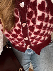 LIZAKOSHT  -  Heart Shaped Knitted Vest Sweater Waistcoat Round Neck Slim Fit Sleeveless Cardigan Knitwear Warm Fashion Women Tank Top SPring