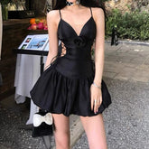 LIZAKOSHT - Red Sexy Elegant Dresses Women Black Coquette Aesthetic One Piece Bodycone Mini Sleeveless Short Dress Y2k Sweet Dress