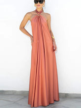 LIZAKOSHT - Casual Loose Sleeveless Beach Dress Women Solid Hollow Out Long Maxi Dress Summer Sexy Backless Solid Strap Cover Up Sundress