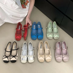 LIZAKOSHT  -  Women Flats Shoes Fashion Brand Shallow Ballet Wedge Heel Ladies Shoes Spring Mary Jane Bow Knot Shallow Ballerina Casual Mujer