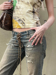LIZAKOSHT - Vintage Low Rise Flared Jeans Streetwear Wide Leg Denim Pants Y2k Aesthetic Female Straight Trousers Chic All Match New