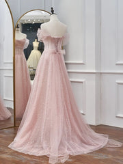 LIZAKOSHT - Elegant Pink Bridesmaid Dresses Wide Spaghetti A-line Shiny Handmade Beading Sleeveless Formal Wedding Party Prom Evening Gowns