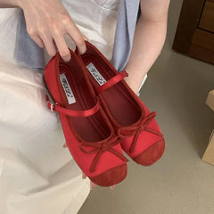 LIZAKOSHT  -  Women Flats Shoes Fashion Brand Shallow Ballet Wedge Heel Ladies Shoes Spring Mary Jane Bow Knot Shallow Ballerina Casual Mujer