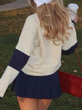 LIZAKOSHT - Preppy Style Flag Printed Knitted Pullovers Casual O-Neck Long Sleeve Sweater Women Autumn Winter Fashion Streetwear