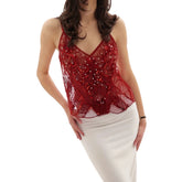 LIZAKOSHT - Women s Elegant Floral Lace Sleeveless V-Neck Camisole Tank Top Summer Casual Embroidered Mesh Spaghetti Strap Shirt