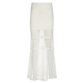 LIZAKOSHT - Bohemian Vacation Style Lace Patchwork Skirt for Women's Perspective Sexy Wrap Buttocks Fishtail Long Skirt