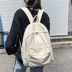 LIZAKOSHT - Solid Color Canvas Women Backpack Fashion Unisex Student School Bags For Teenage Bagpack Large Capacity Travel Backpack