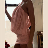 LIZAKOSHT  -  Spring Summer New Women's Sexy and Spicy Style V-neck Strap Hanging Neck Exposed Backpack Hip Dress