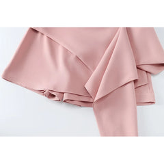 LIZAKOSHT - New Women Vintage High Waist Asymmetric Front Pleats Shorts Skirts Elegant Office Skort