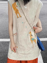 LIZAKOSHT - A Two-piece Set Casual Sleeveless Embroidered Top and High-waisted Wide-leg Pants Japanese Style Lazy Tanks Women's Clothing