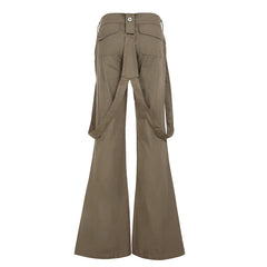 LIZAKOSHT  -  Y2K Fashion Women Brown Flare Jeans Vintage Street Low Waisted Cargo Pants 90s Outfits Harajuku Denim Trousers Retro