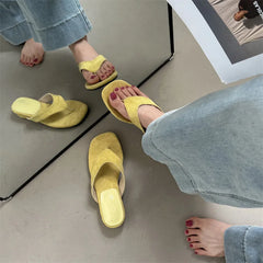 LIZAKOSHT  -  Gladiator Summer Clip Toe Women Slippers Fashion Low Heel Slide Ladies Outdoor Beach Dress Sandalias