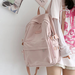 LIZAKOSHT - Waterproof Nylon Women Backpack Multi-Pocket Student Rucksack Female Travel Bag Book Schoolbag For Teenage Girl Boys Satchel