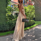 LIZAKOSHT - Elegant V Neck Mesh Backless Evening Dress Fashion Full Length Gala Party Dress Vestidos Luxury Women High Waist Evening Dress