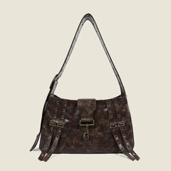 LIZAKOSHT - Y2k Punk Womens Shoulder Bag Casual Large Capacity Casual Leather Vintage Tote Bag Literary Advanced Luxury Female Handbag