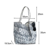 LIZAKOSHT - Autumn and Winter Woolen Plaid Shoulder Bag Double Sided Use Handbag Large Capacity Tote Bags For Women