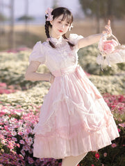 LIZAKOSHT - Lolita Elegant Girl Dress Op Super Fairy Lace Sweet Birthday Short-Sleeved Everyday