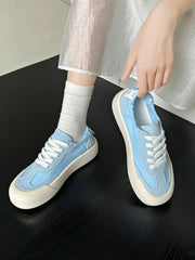 LIZAKOSHT - Canvas Lace Up Female Footwear Low Women's Shoes High on Platform Whit Casual Sneaker Offers Free Shipping Summer 2024 Walking A