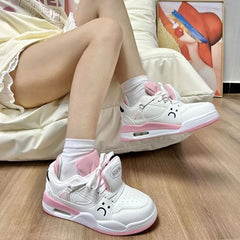 LIZAKOSHT - Sweet Cute Womens Sports Shoes Fashion Autumn Kawaii Korean Style Women Sneakers Collegiate Style White Sneakers