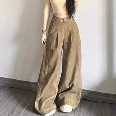 LIZAKOSHT  -  Jeans High Waist Straight Hot Girl Retro Distressed Women'S Loose Slimming Wide Leg Pants Drape Floor Mopping Trousers