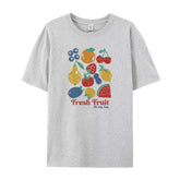 LIZAKOSHT - Cartoon Fruit Print T Shirt Cute Y2k Aesthetic T-Shirt Short Sleeve Loose Streetwear Graphic Tees Women Retro Fashion Female Top