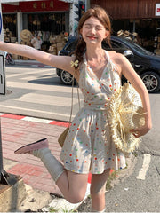 LIZAKOSHT - Summer Japanese Kawaii Y2k Dress Women Casual Sleeveless Hanging Neck Dress Beach Even Party Sexy Mini Dress Female Fashion