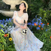 LIZAKOSHT - Summer Short Sleeve Dress French Lace Collar