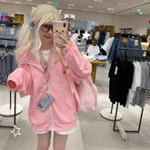 LIZAKOSHT - Preppy Style Japanese Women Jackets Ropa Mujer Streetwear Long Sleeve Hooded Y2k Tops Anime Print Chic Casual Cute Coat