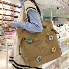 LIZAKOSHT - Cute Preppy Youth Nylon Large Capacity Women Shopping Totes Leisure Handbags Luxury Designer Leisure Shoulder Bags